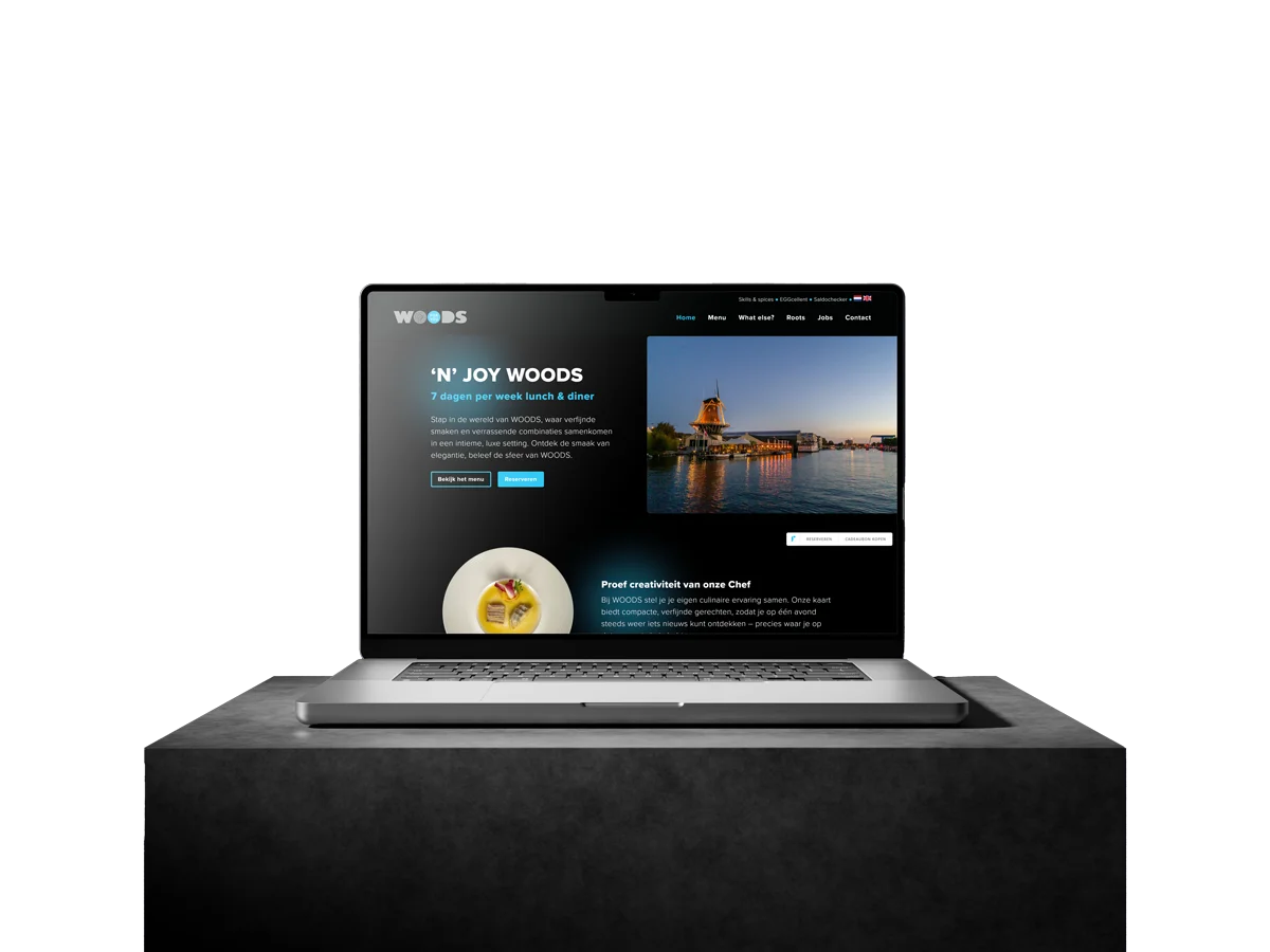 Restaurant Woods - <p>Voor Restaurant Woods hebben we een stijlvolle redesign gerealiseerd die de website weer helemaal laat aansluiten bij de ambiance van het restaurant. De vorige website was verouderd en weerspiegelde niet langer de warme sfeer, verfijnde culinaire beleving, en de toegankelijke luxe waar Restaurant Woods om bekend staat.</p><p><br></p><p>De vernieuwde website biedt een frisse, moderne uitstraling met aandacht voor details die de identiteit van het restaurant versterken. Functionaliteiten zoals een dynamische header voor evenementen, die al in de oude site aanwezig waren, zijn verbeterd en naadloos geïntegreerd, zodat specials zoals Valentijn, Kerst of andere gelegenheden eenvoudig en aantrekkelijk in de kijker kunnen worden gezet.</p><p><br></p><p>Met dit redesign legt Restaurant Woods een sterke digitale basis die niet alleen inspireert, maar gasten ook uitnodigt om deel uit te maken van een unieke eetervaring.</p>